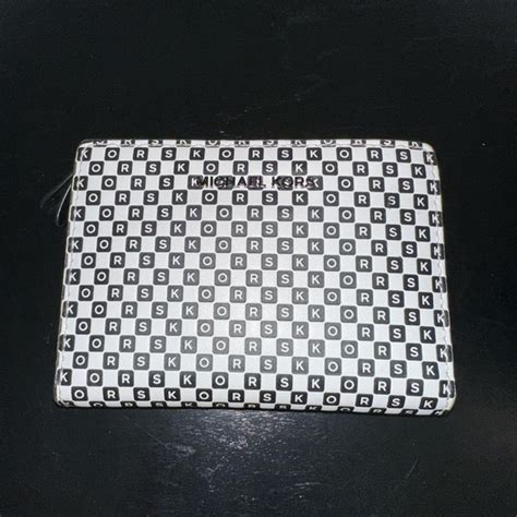 michael kors black and white checkered wallet|Michael Kors black wallet men's.